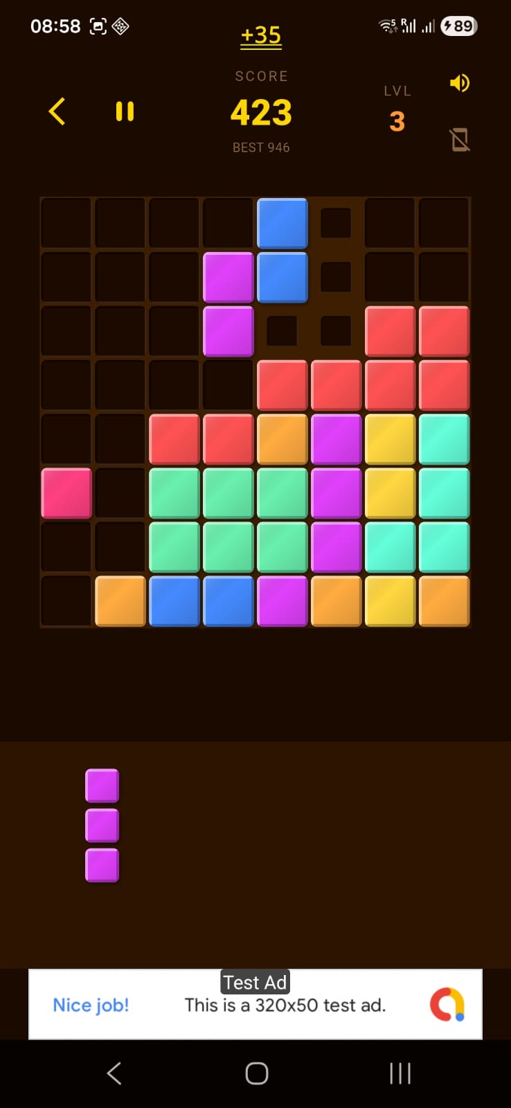 Dhamaka Blocks line clear moment with score bonus